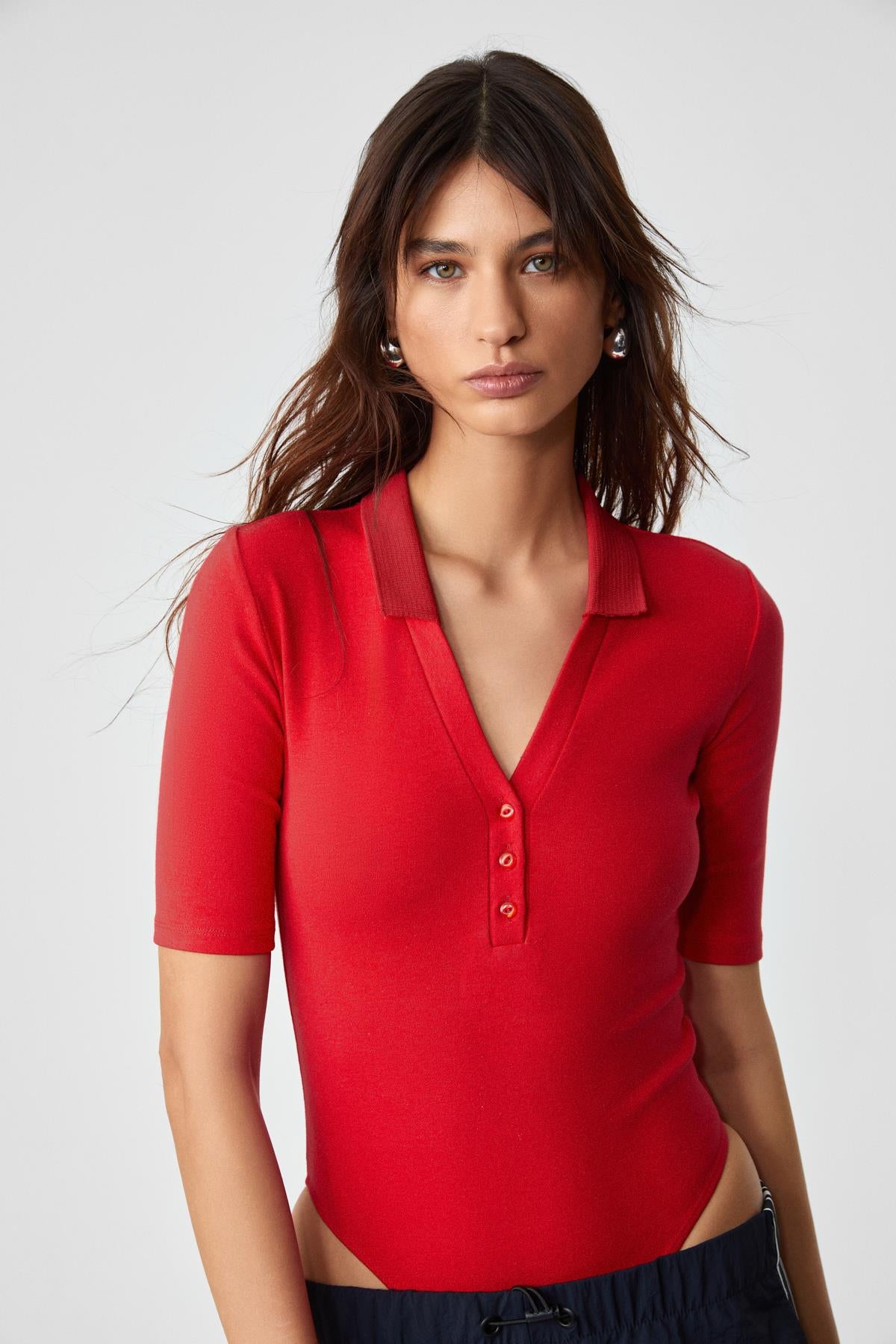 LOKKISER Damen Knopfbluse
