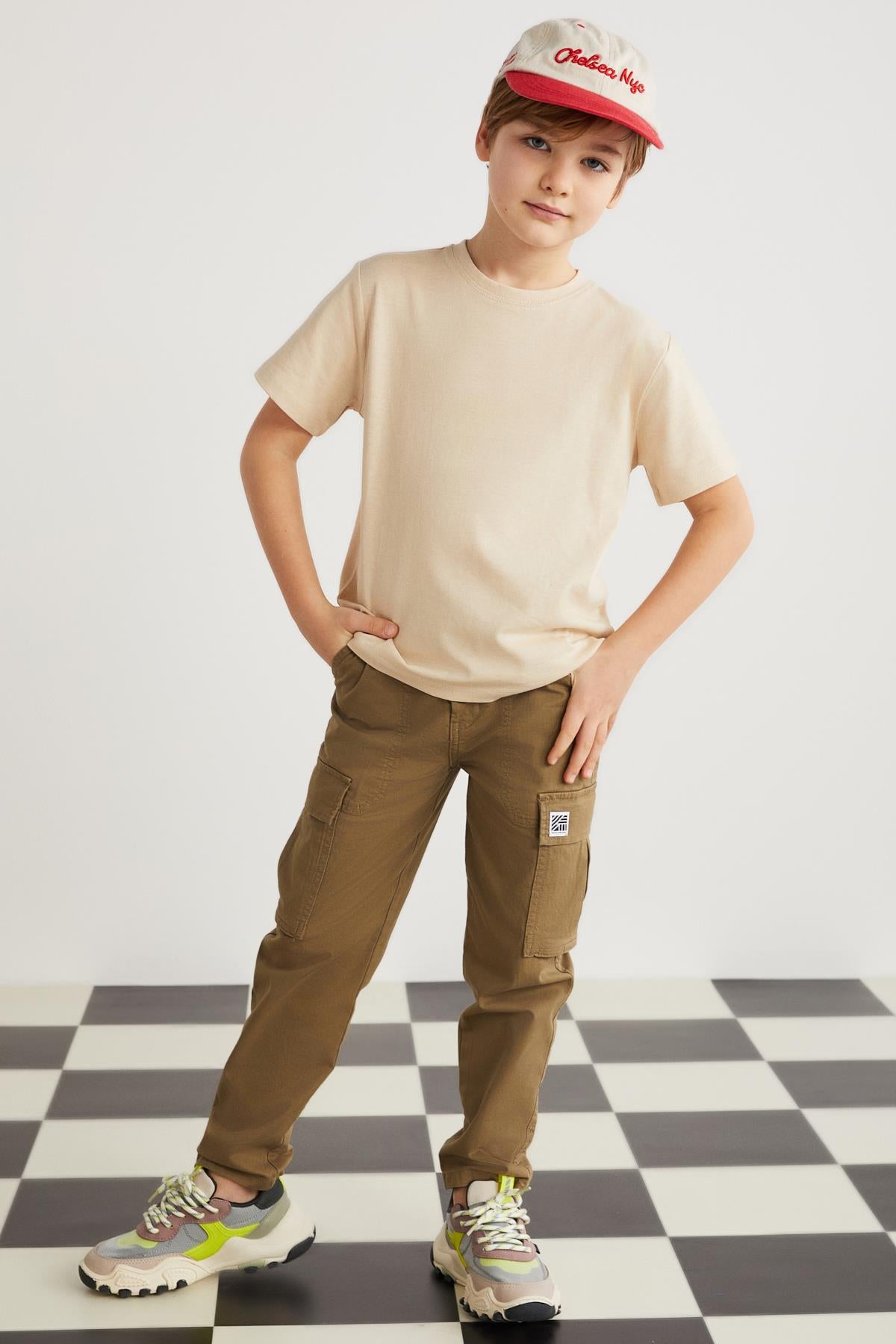 GRIMELANGE LORENZ Jungen Baumwoll-T-Shirt locker Beige