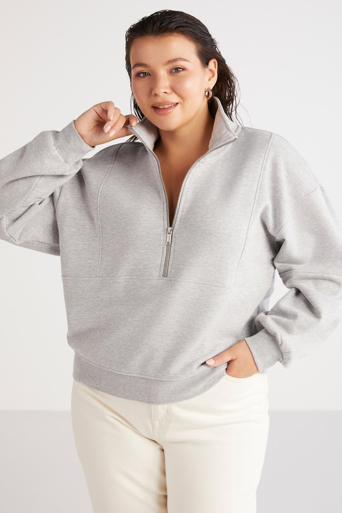 LUCIEBB Lockeres Strick-Sweatshirt Plus