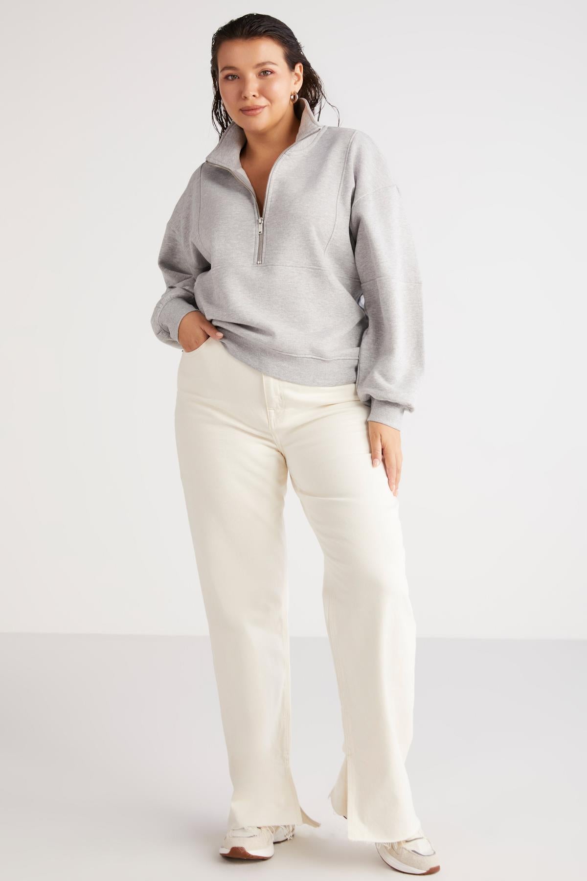 LUCIEBB Lockeres Strick-Sweatshirt Plus