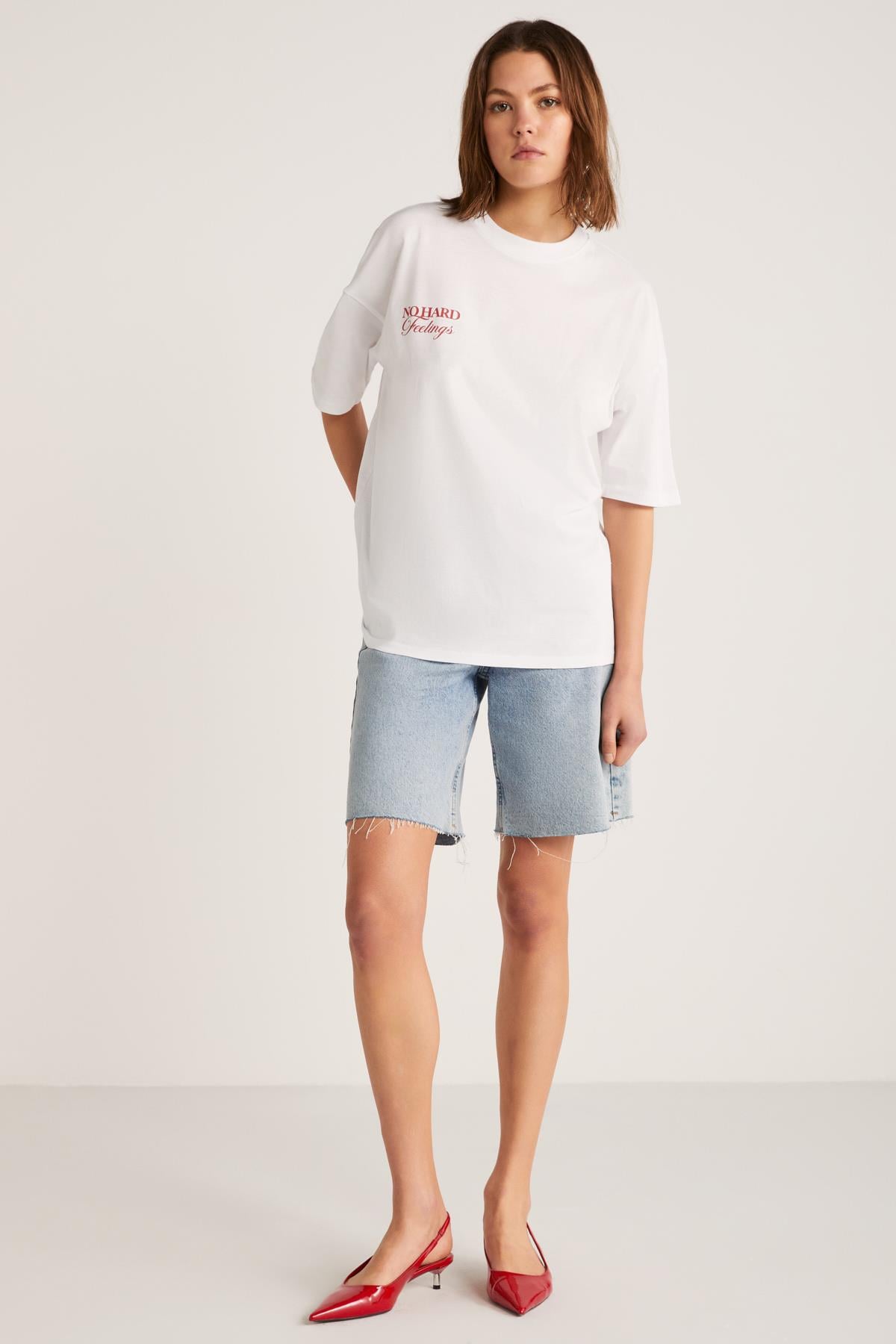 LUCK Damen Rotes Print-T-Shirt