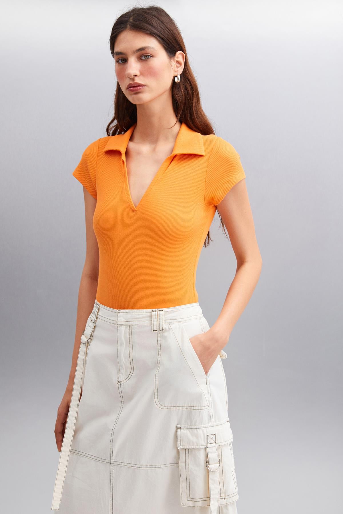 ETHIQUET LUIGINA Damen Bio-Baumwoll-Polobluse Orange