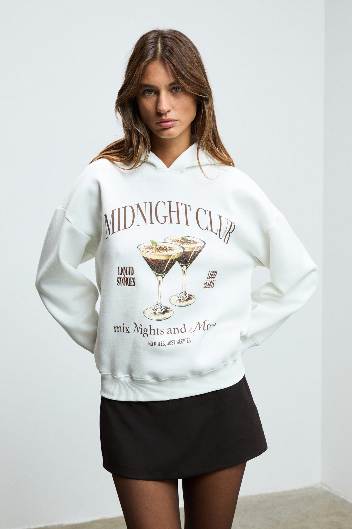 ETHIQUET LUKKIS Damen Bestickter Hoodie Ecru