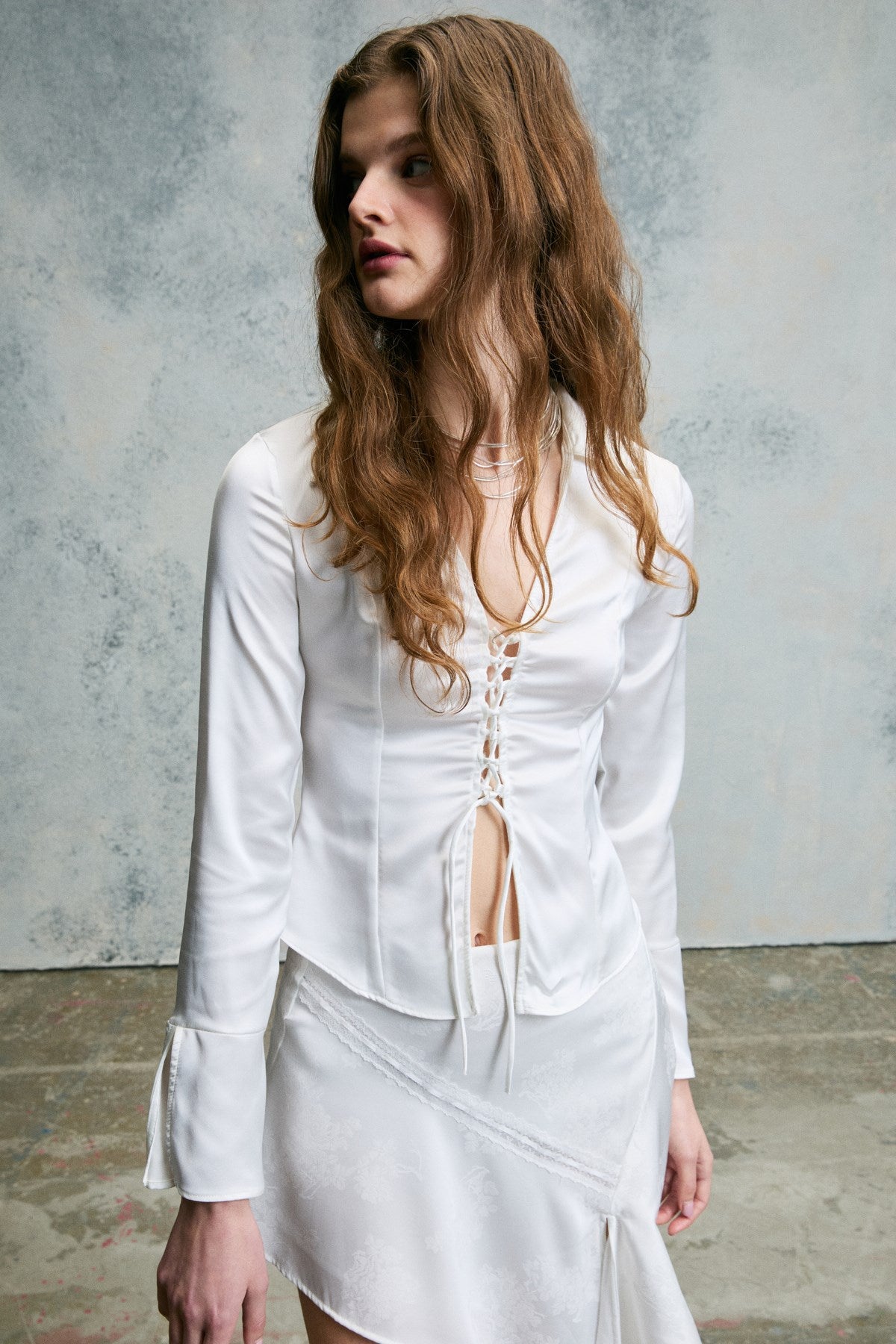 LUMALE Damen Soft Binde-Hemd Fitted