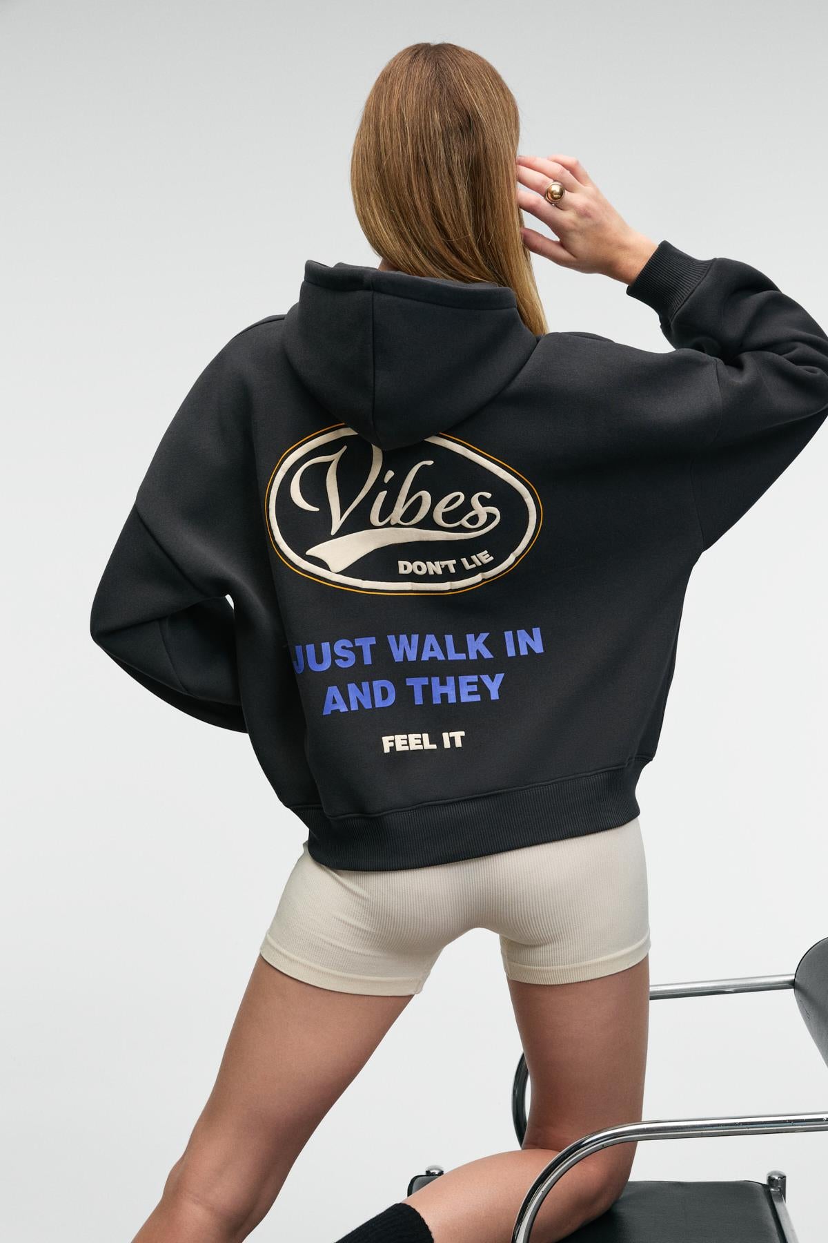 GRIMELANGE LUXE Damen Kapuzen-Sweatshirt Anthrazit