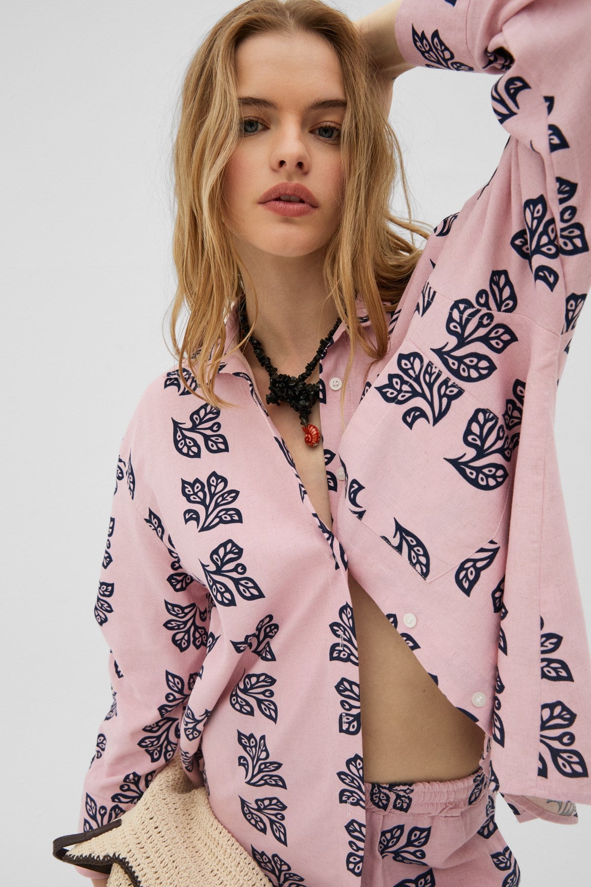 MAIA Damen Leinenmischung Bluse