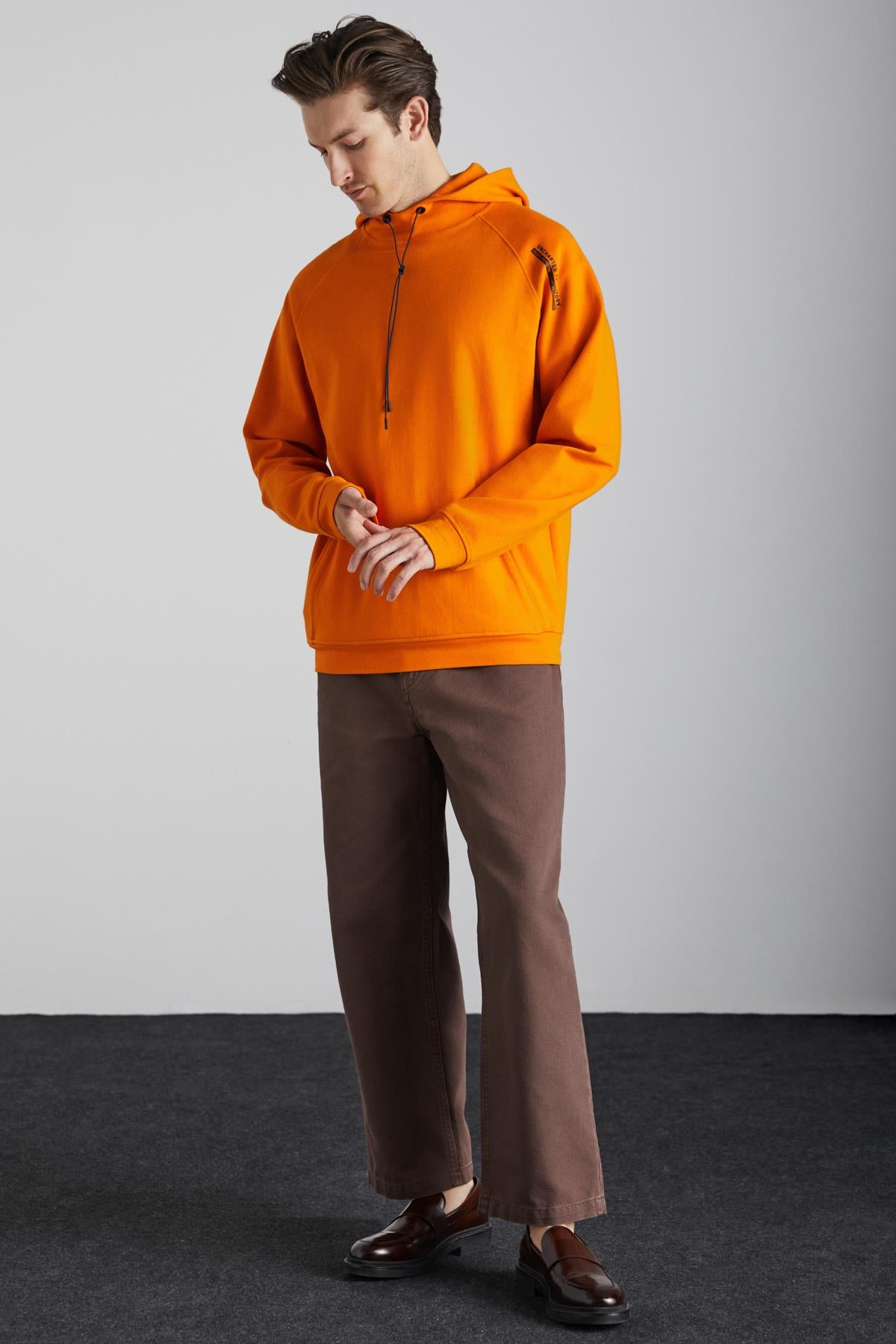 GRIMELANGE MALAGOS Herren Fleece-Hoodie Orange
