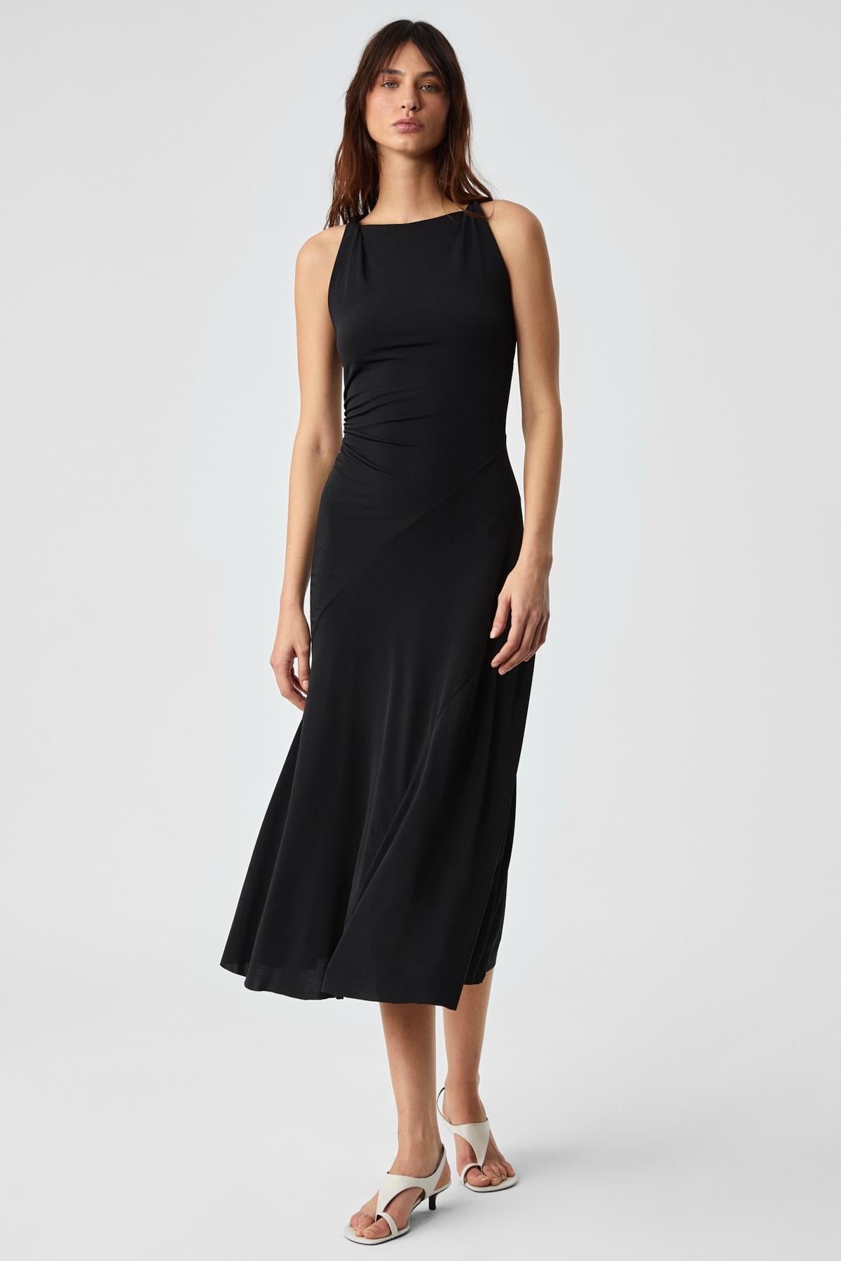 MALMORIS Damen Slim Zip Langes Kleid
