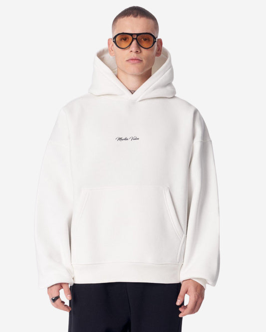Schimmernder 3D-bestickter Kapuzen-Weißer Pullover von Mandala Plastik