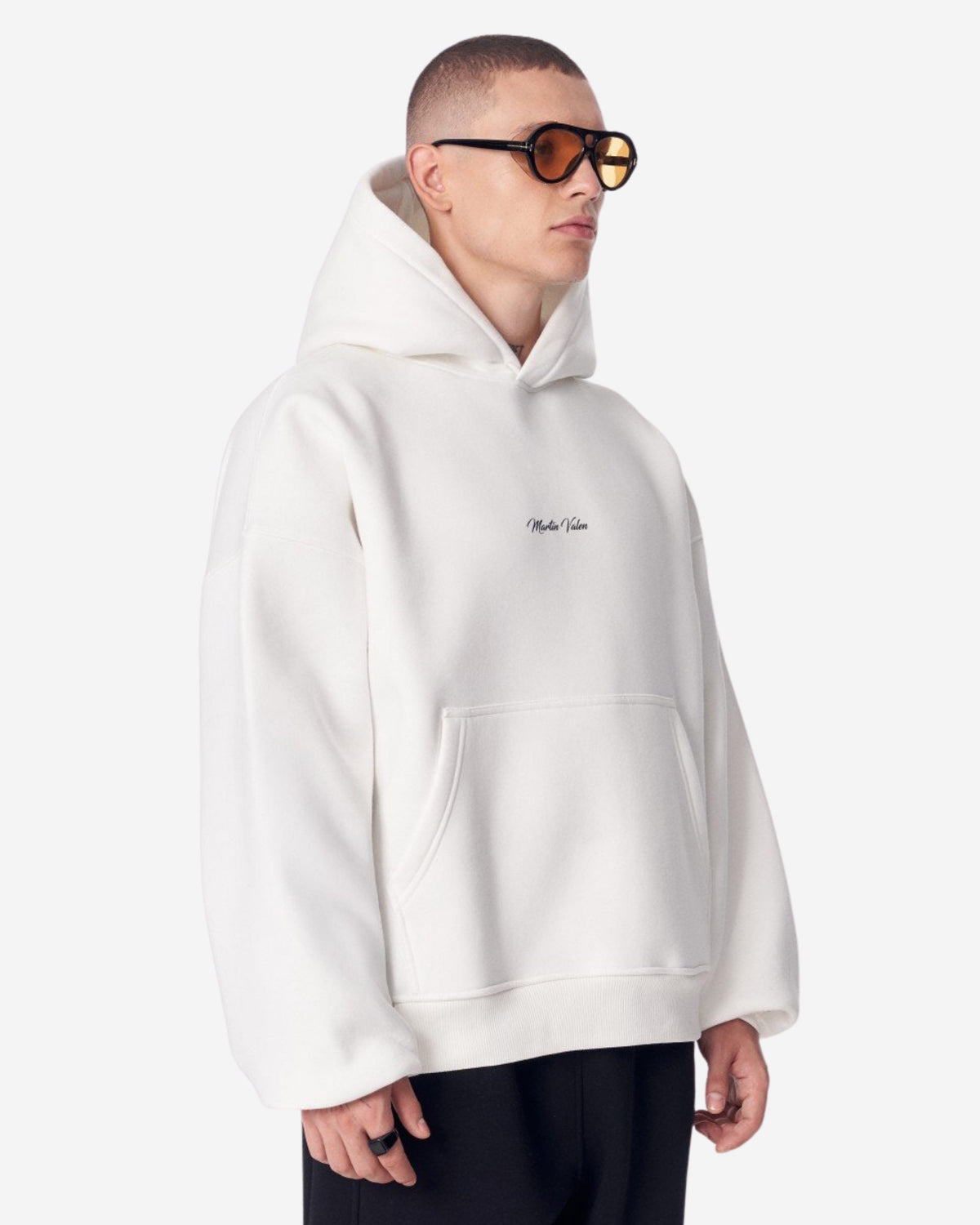 Schimmernder 3D-bestickter Kapuzen-Weißer Pullover von Mandala Plastik