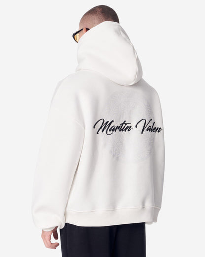Schimmernder 3D-bestickter Kapuzen-Weißer Pullover von Mandala Plastik