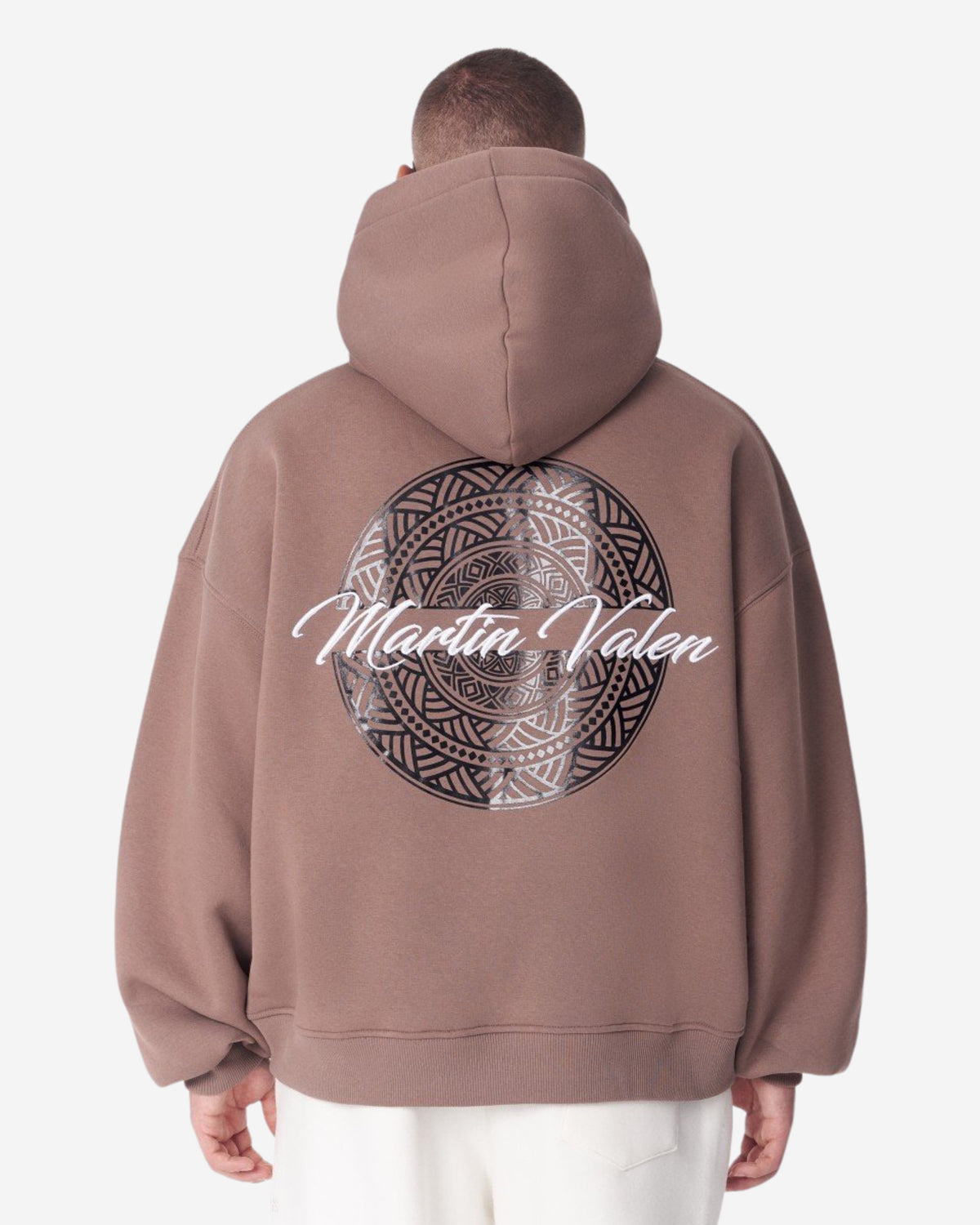 Schimmernder 3D-bestickter Kapuzen-Weißer Pullover von Mandala Plastik
