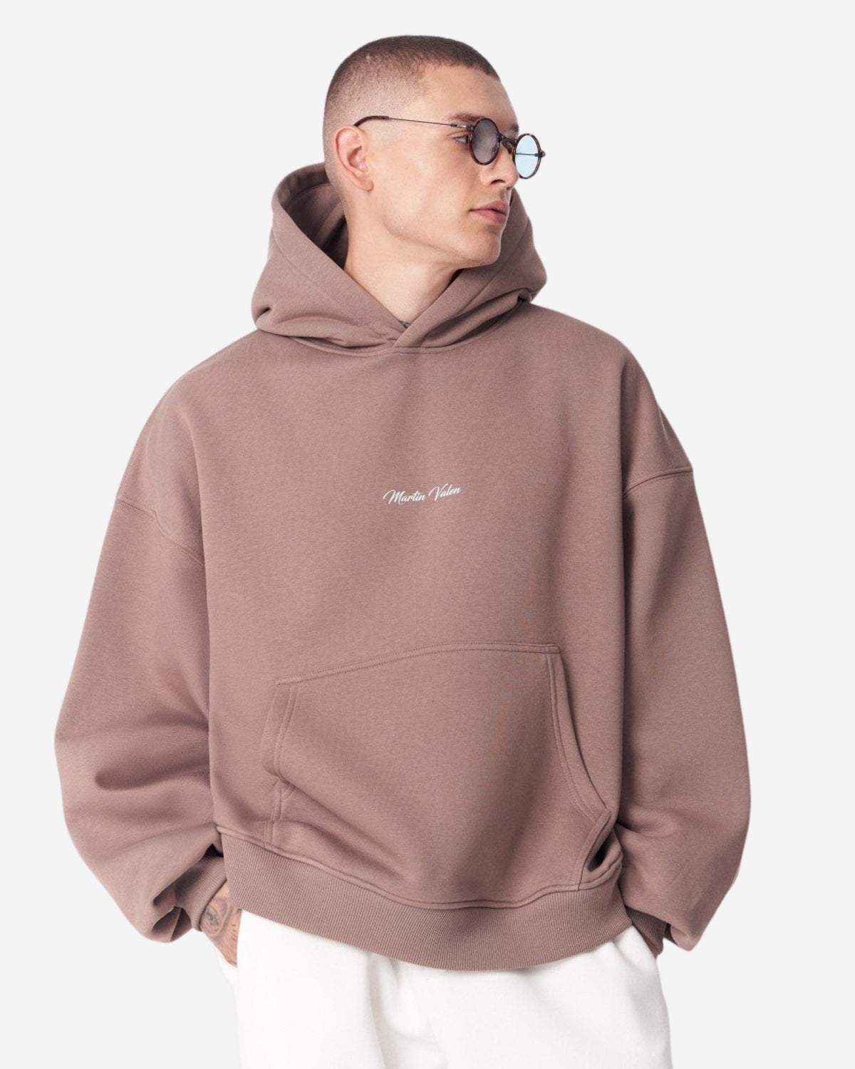 Schimmernder 3D-bestickter Kapuzen-Weißer Pullover von Mandala Plastik