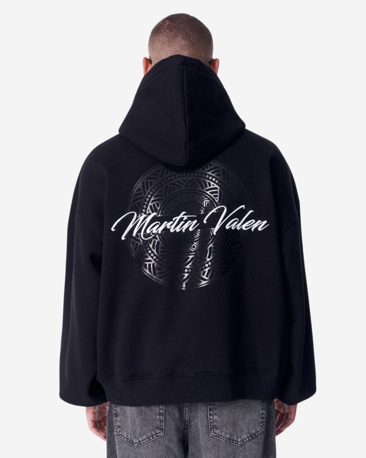 Schimmernder 3D-bestickter Kapuzen-Weißer Pullover von Mandala Plastik
