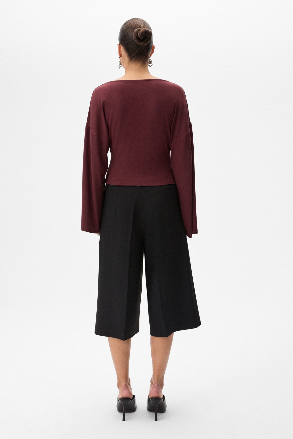 GRIMELANGE Marga Bluse V-Ausschnitt Weite Ärmel Bordeaux