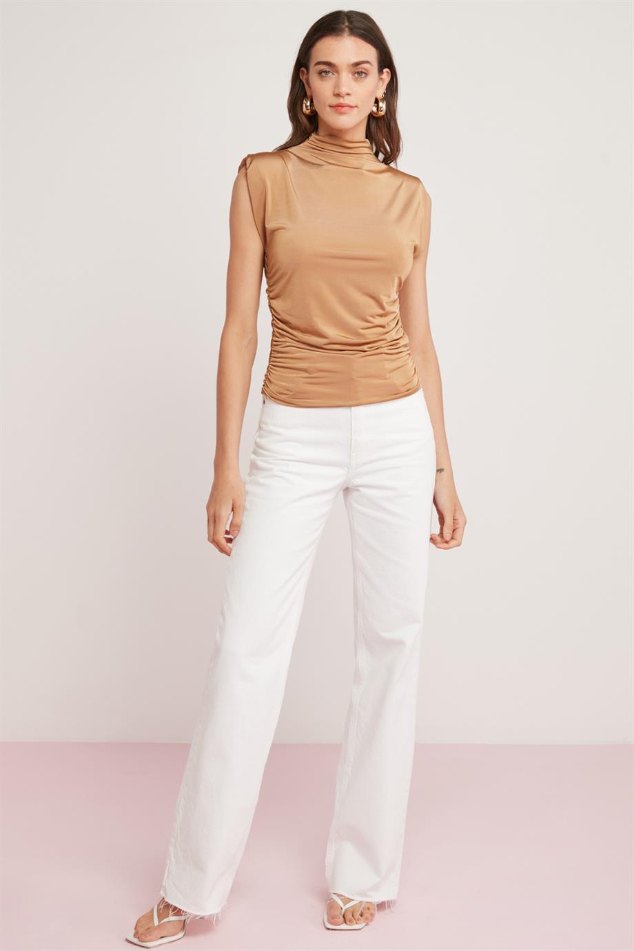 ETHIQUET MARGOT Damen Ärmelloses Drapé-Top Beige