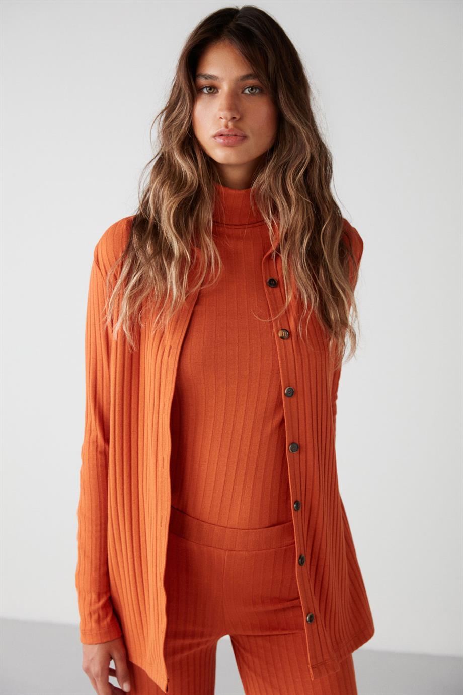 ETHIQUET MARIAN Strickjacke Relaxed Ziegelfarbe