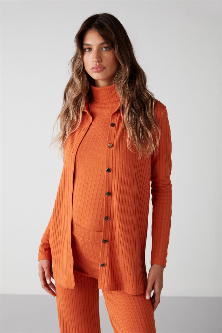 ETHIQUET MARIAN Strickjacke Relaxed Ziegelfarbe