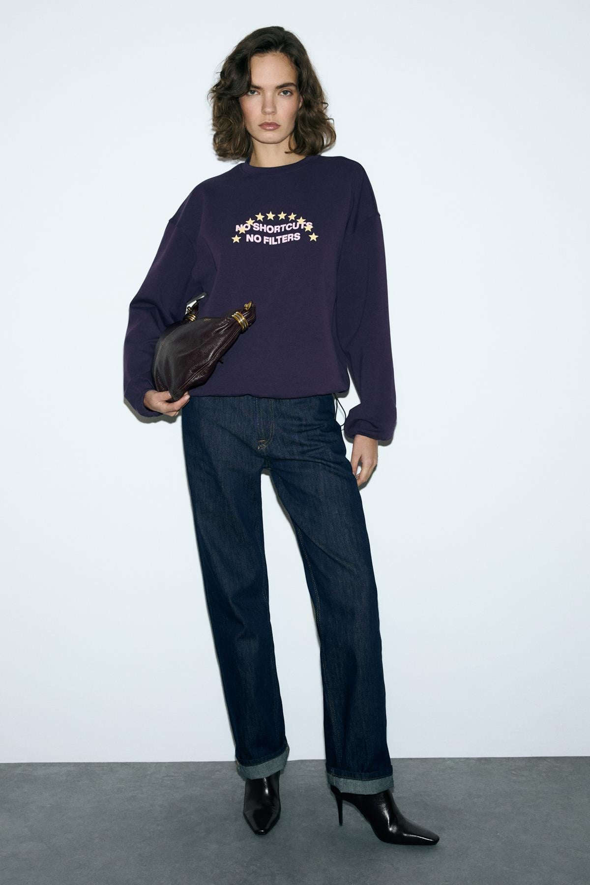 GRIMELANGE Damen Oversized Sweatshirt Violett