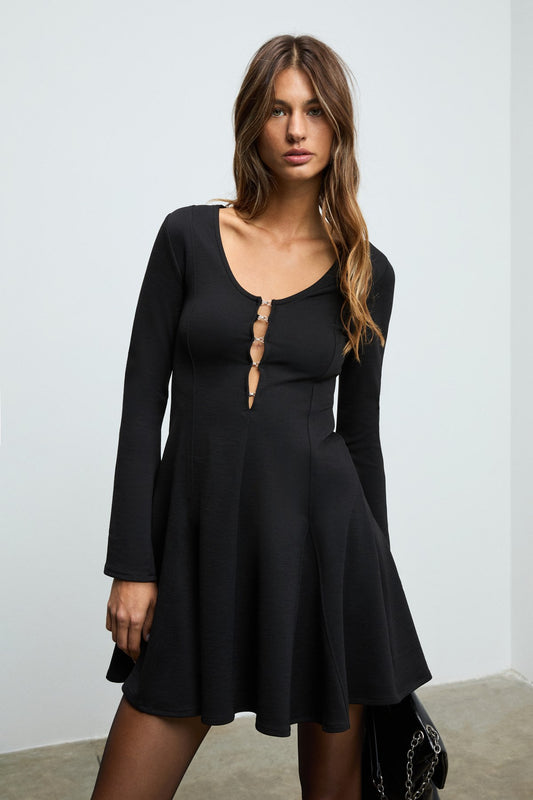 MARIVENA Damen V-Ausschnitt Minikleid