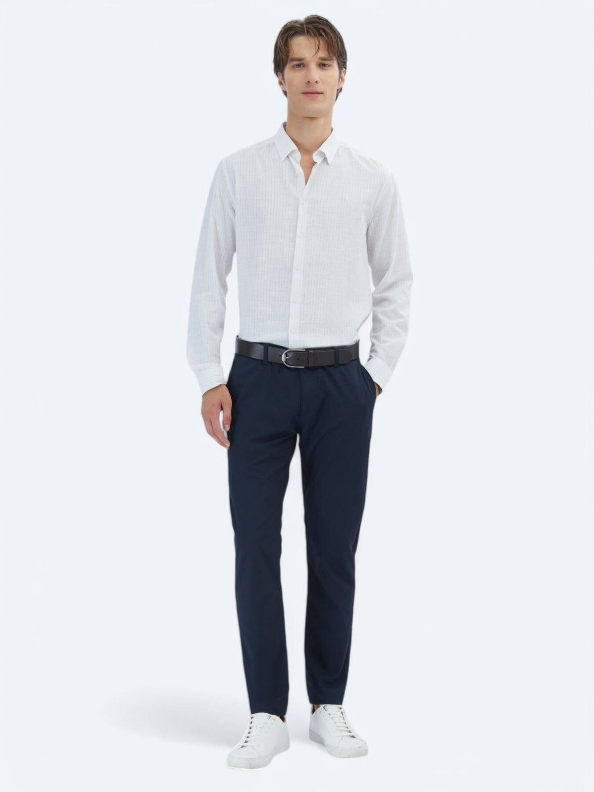 Gestreiftes Regular Fit Gewebtes Freizeit 100% Baumwollhemd