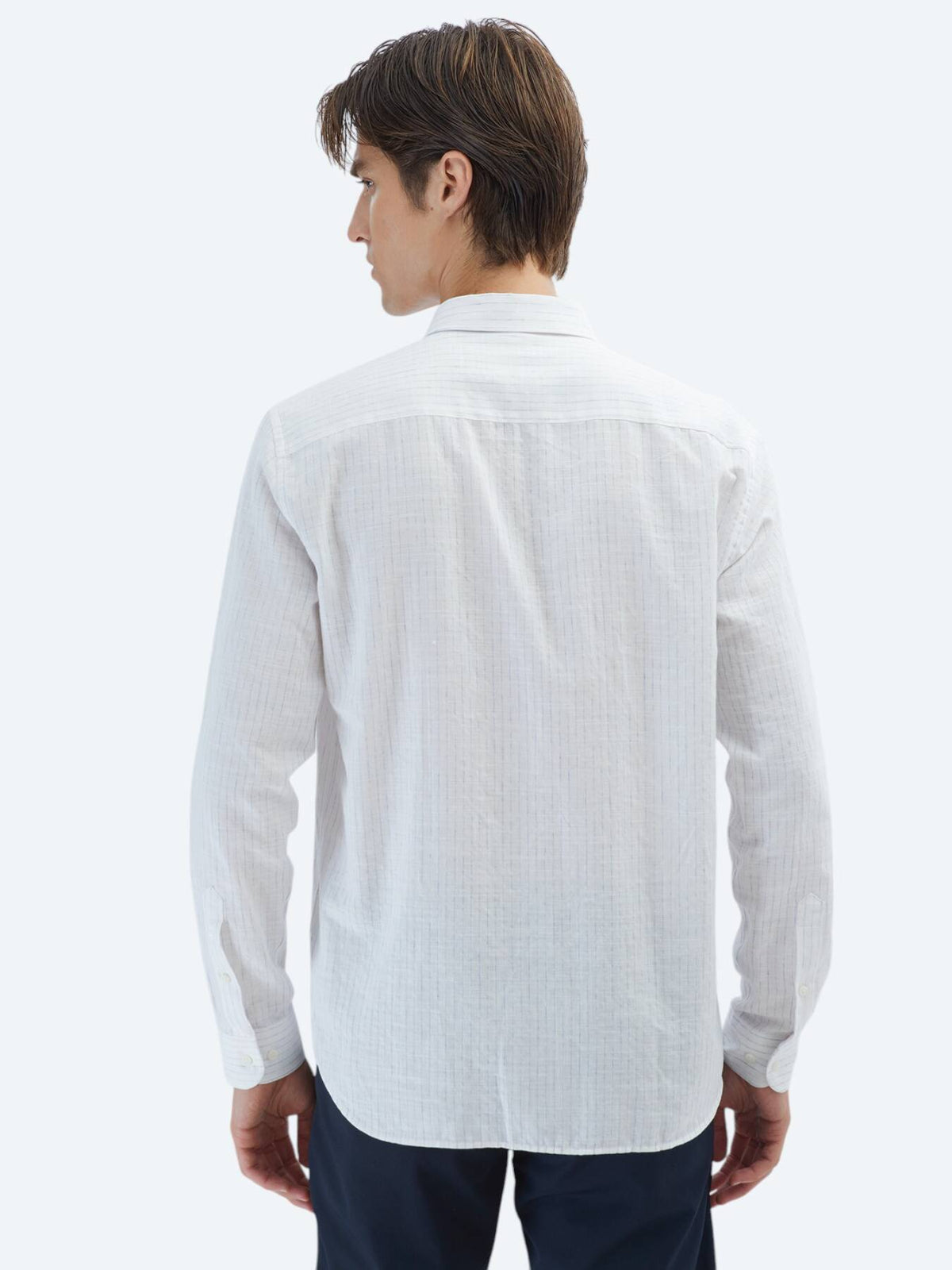 Gestreiftes Regular Fit Gewebtes Freizeit 100% Baumwollhemd