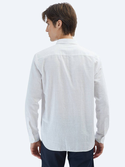 Gestreiftes Regular Fit Gewebtes Freizeit 100% Baumwollhemd