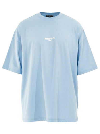 Blaues Designer-Print Oversize-T-Shirt
