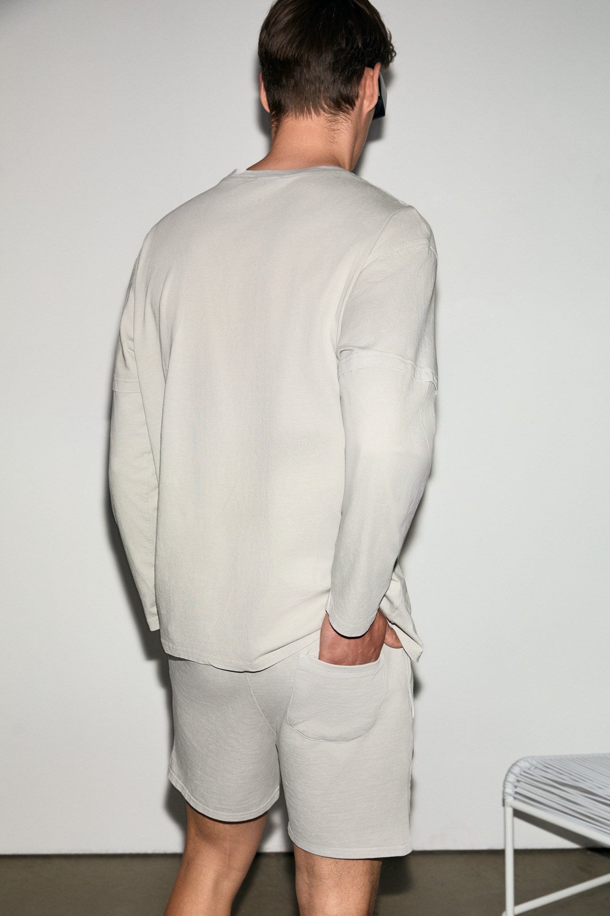 GRIMELANGE Maxim Herren Bedruckte Baumwollshorts Steinfarbe