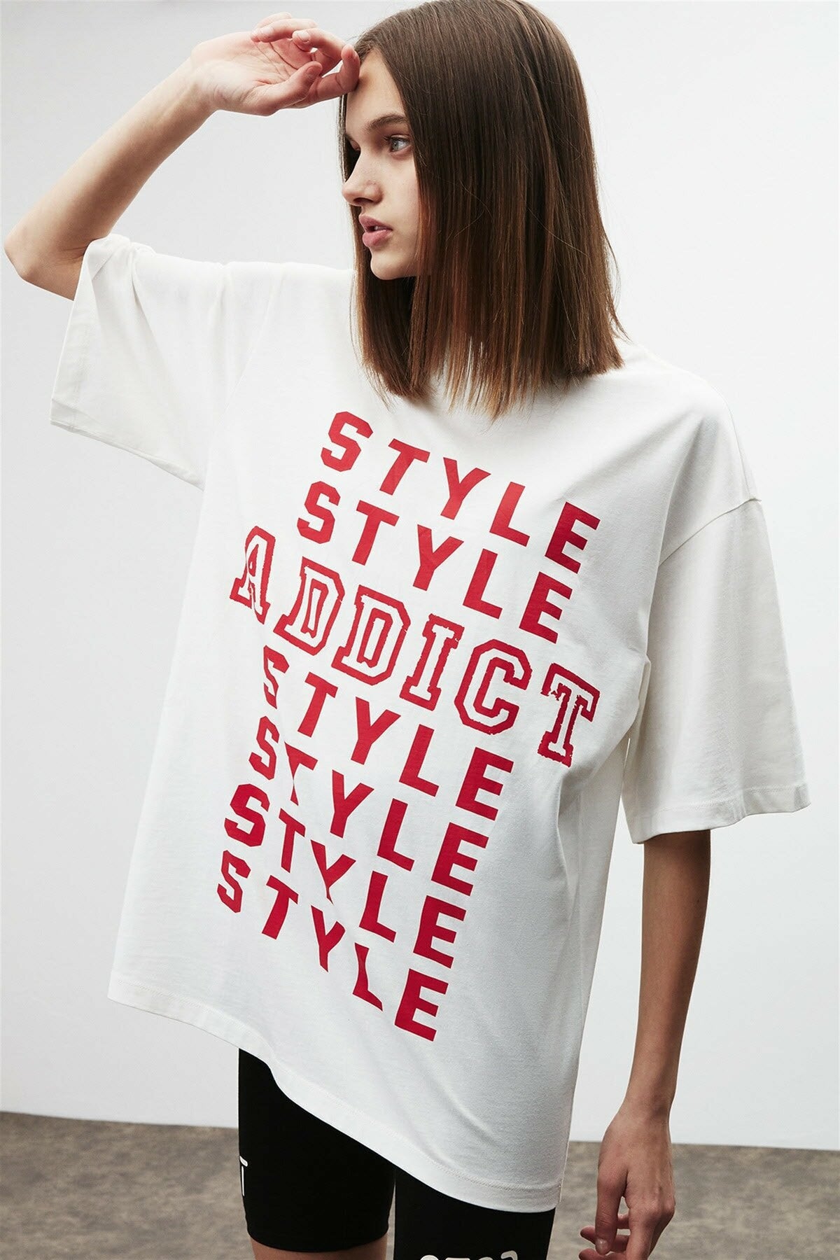 GRIMELANGE MAYBE Damen Oversize Bio T-Shirt Weiß