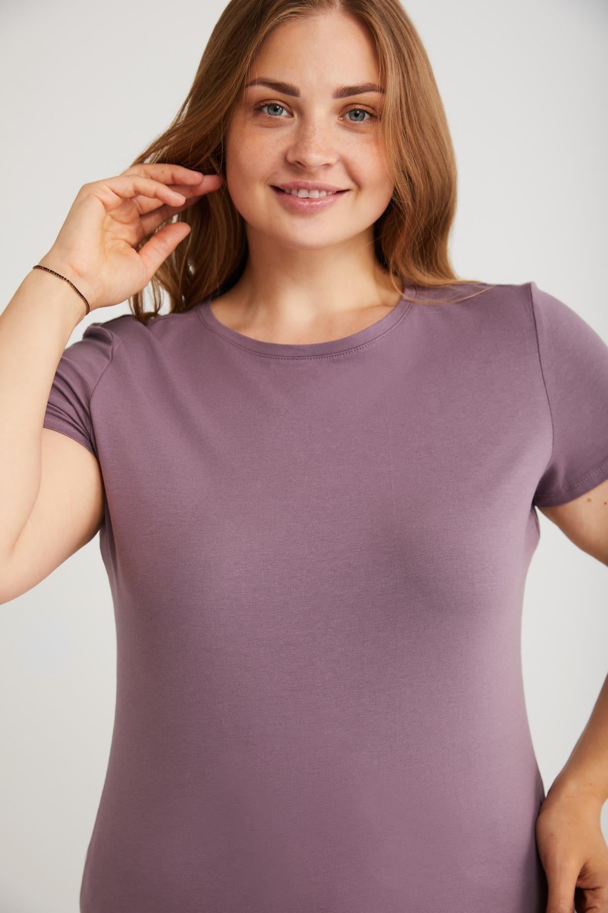 ETHIQUET Mayra Damen Slim Fit Shirt Große Größen Violett