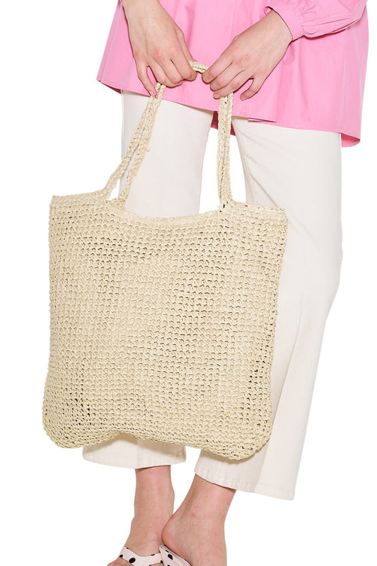MITTLERE STROH-SCHULTERTASCHE NATUR