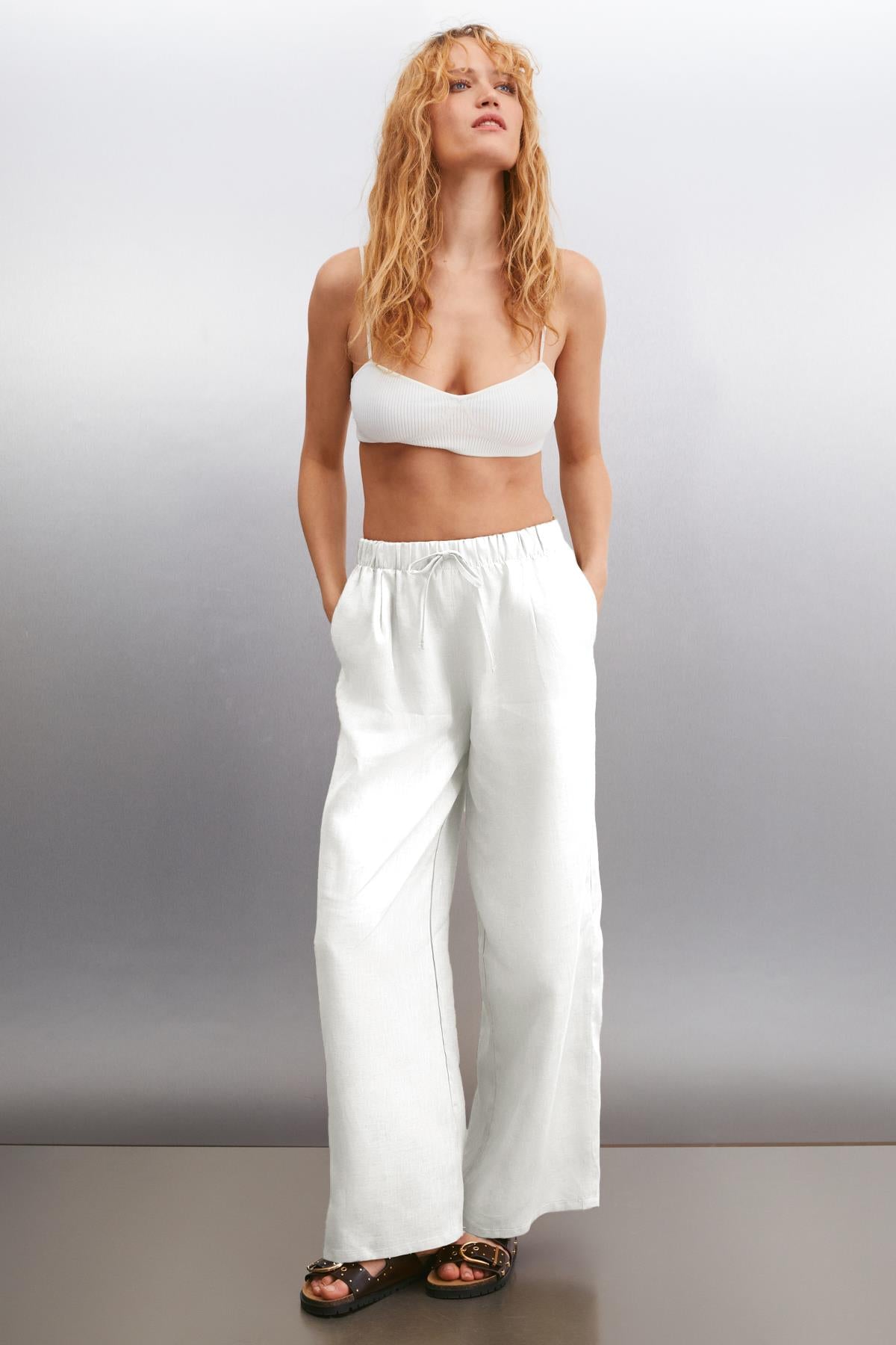ETHIQUET MELANTHA Damen Leinenhose Weiß
