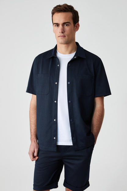 MELOS Herren Relaxed Kurzarmhemd
