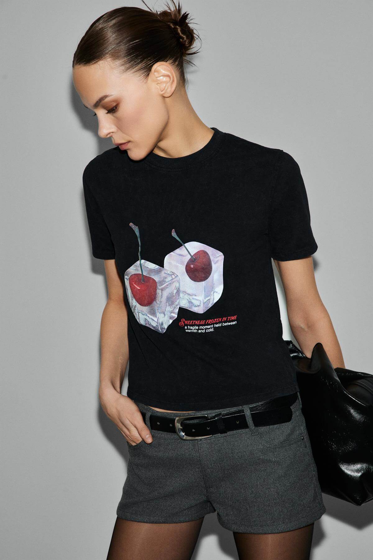 GRIMELANGE MELUNAE Damen Print-Shirt Schwarz