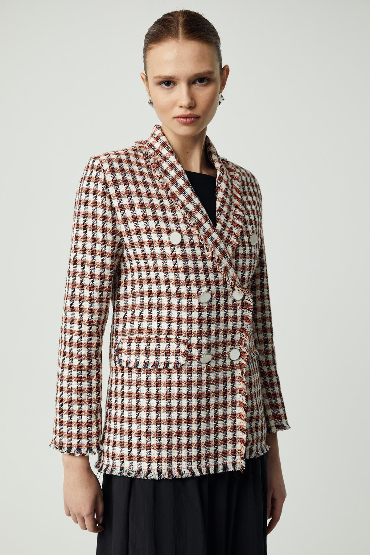 GRIMELANGE MERAN Damen Tweed-Jacke Orange
