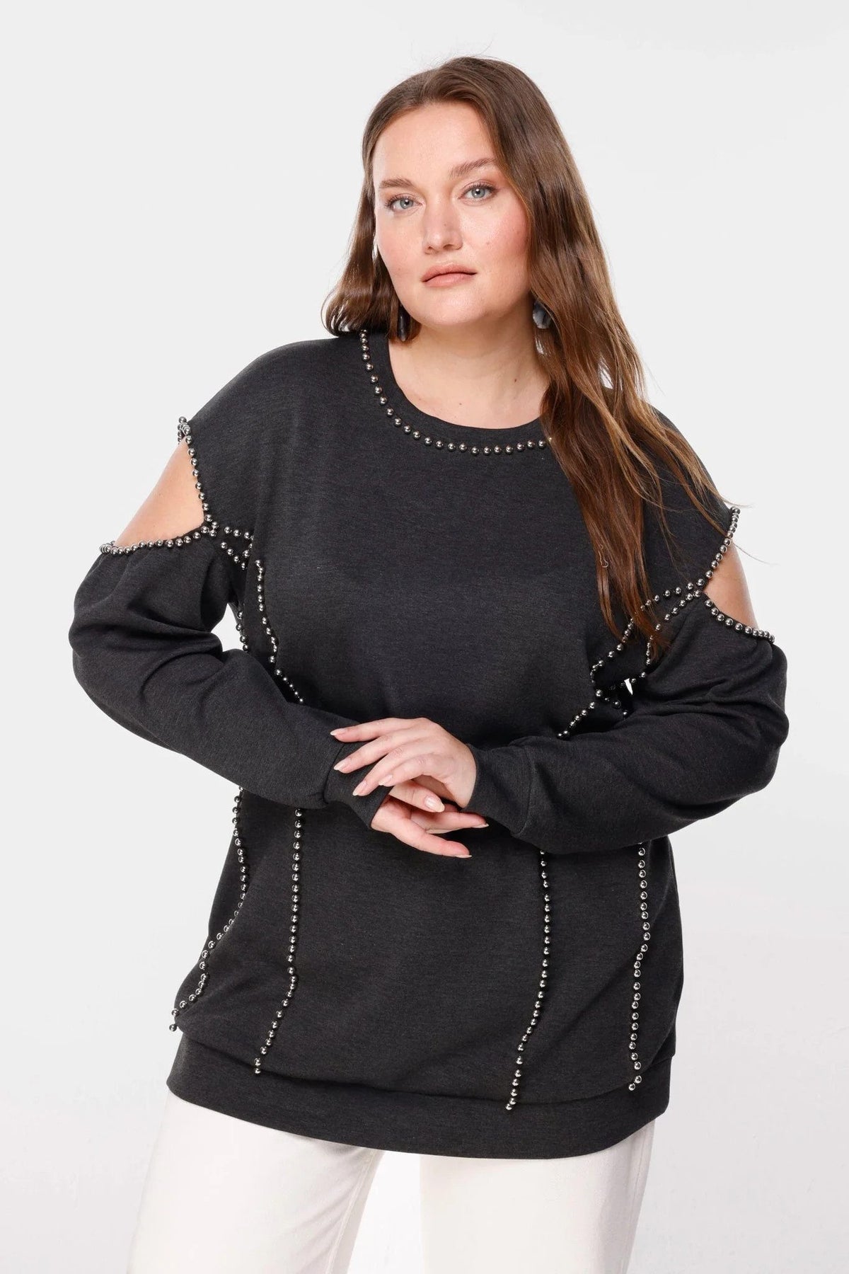 Perlenbesetztes Sweatshirt
