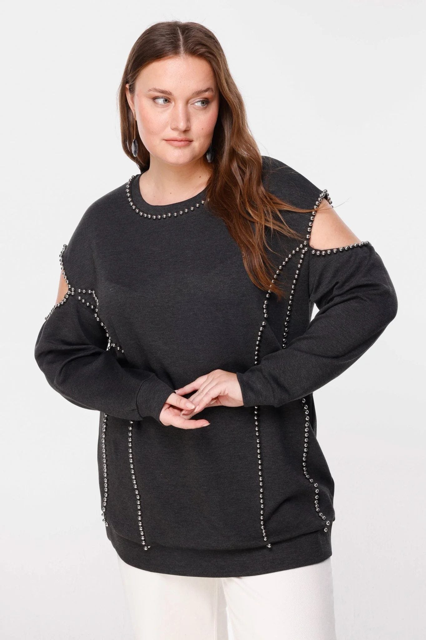 Perlenbesetztes Sweatshirt