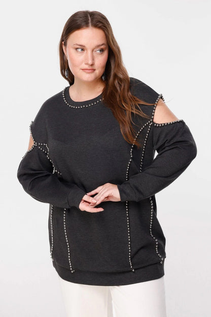 Perlenbesetztes Sweatshirt