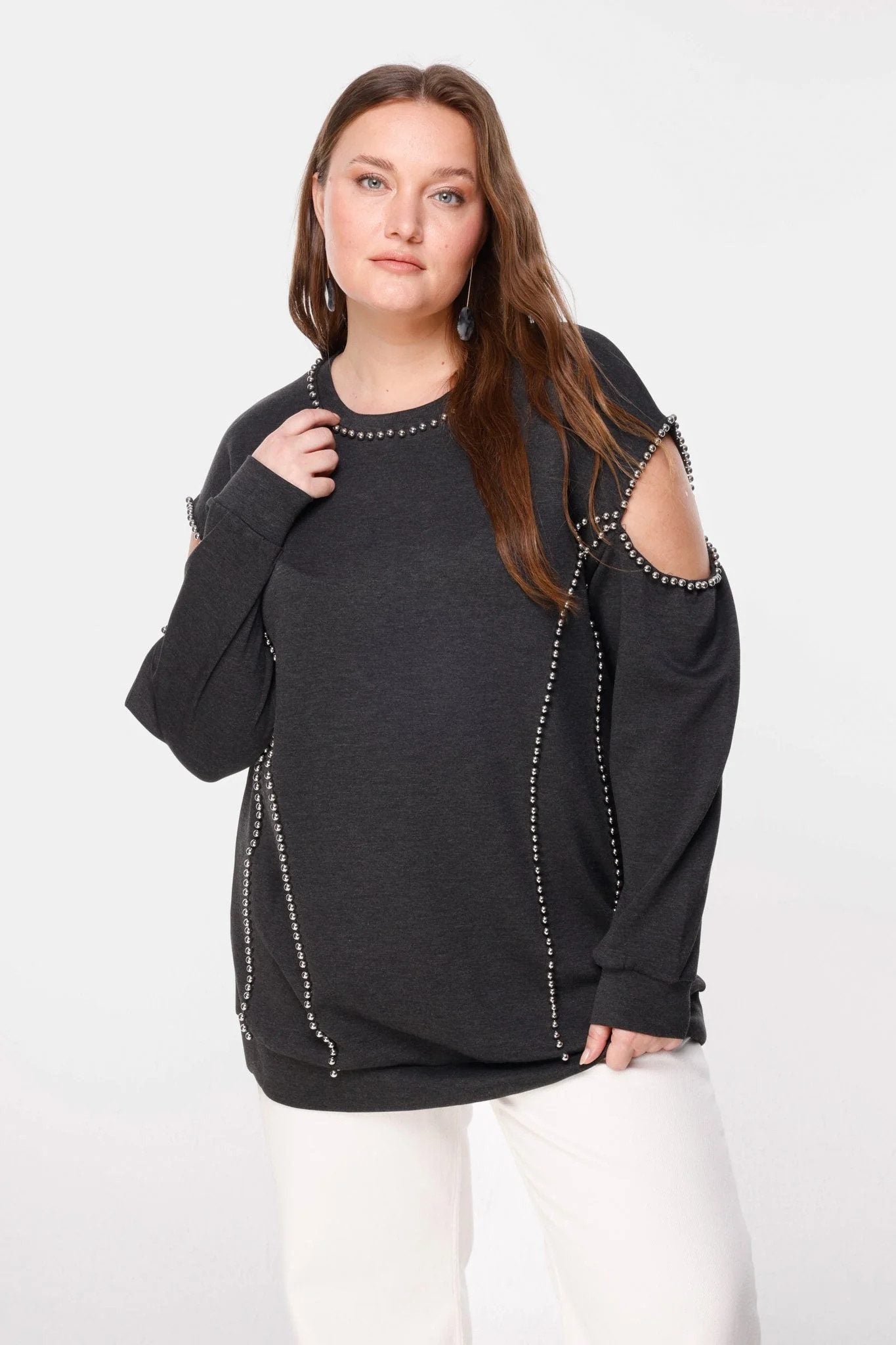 Perlenbesetztes Sweatshirt