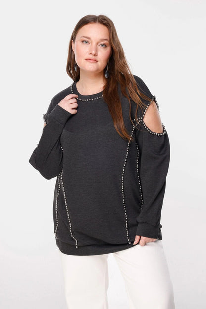 Perlenbesetztes Sweatshirt