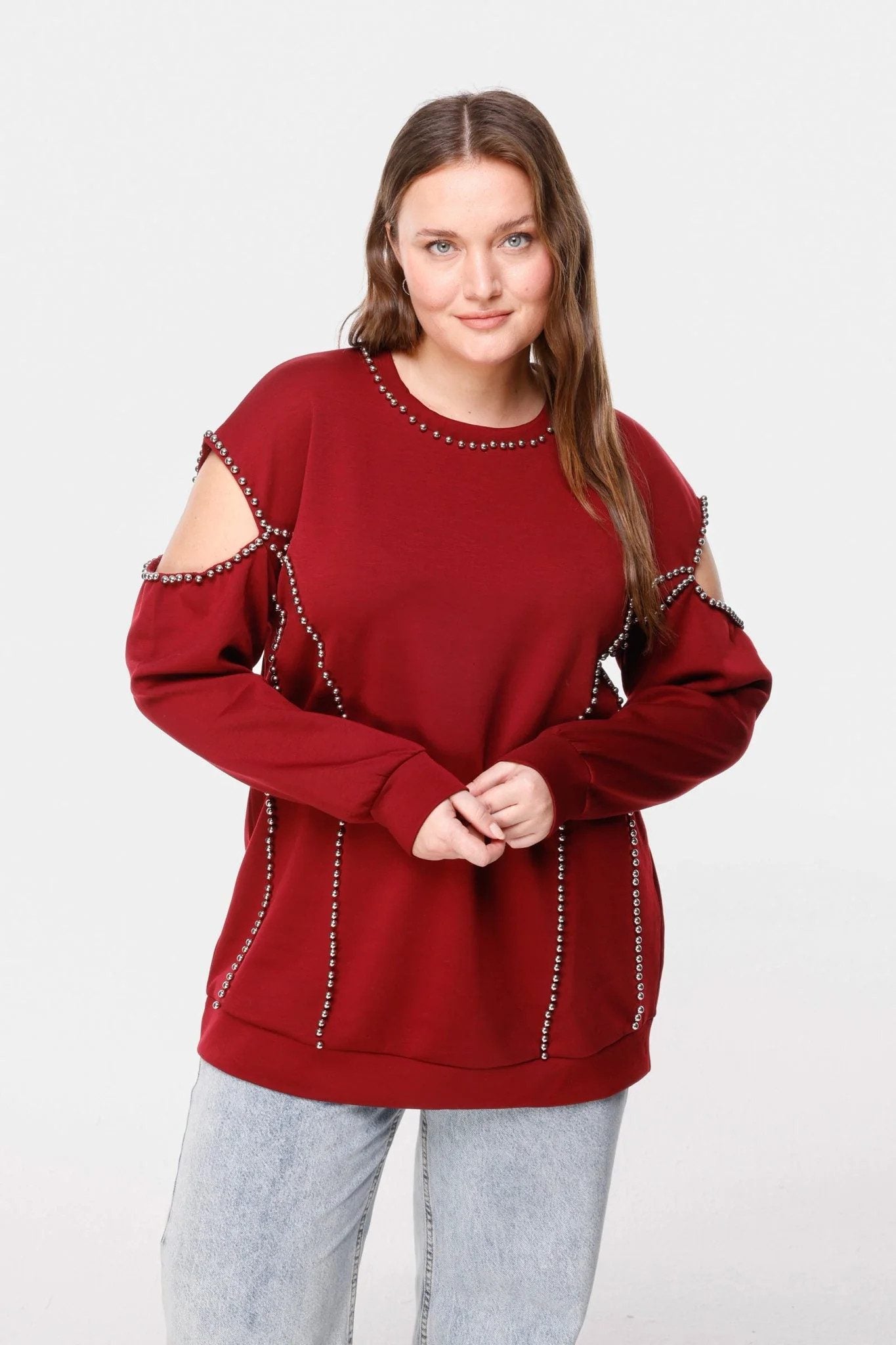 Perlenbesetztes Sweatshirt