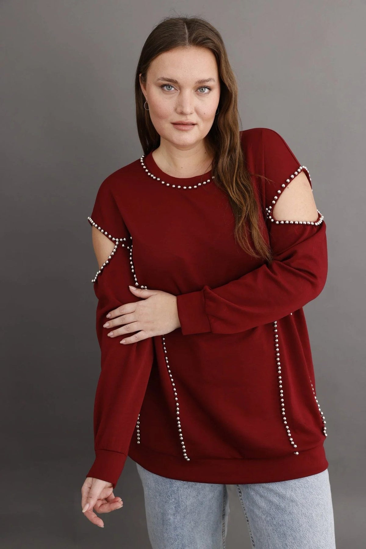 Perlenbesetztes Sweatshirt