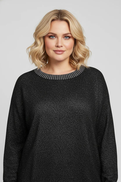 Schwarzer Metallic-Pullover