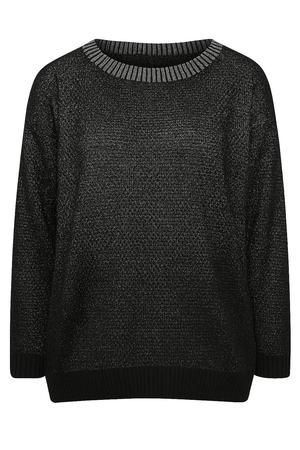 Schwarzer Metallic-Pullover