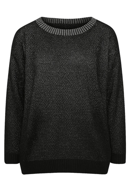 Schwarzer Metallic-Pullover