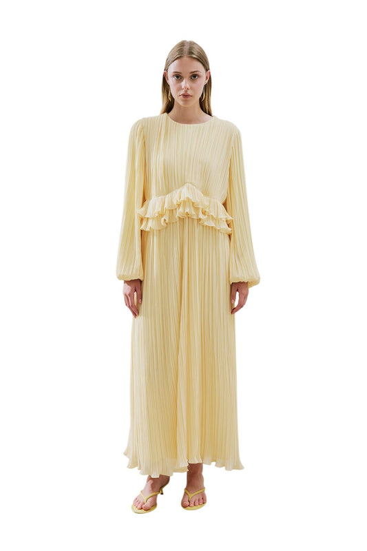 MILA Plissiertes Lagenkleid, Schwarz