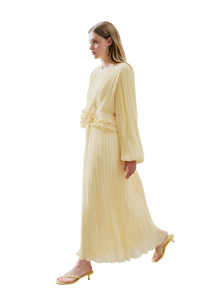 MILA Plissiertes Lagenkleid, Schwarz