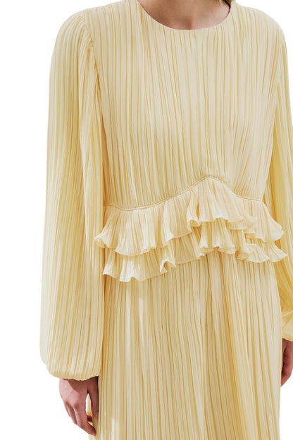 MILA Plissiertes Lagenkleid, Schwarz