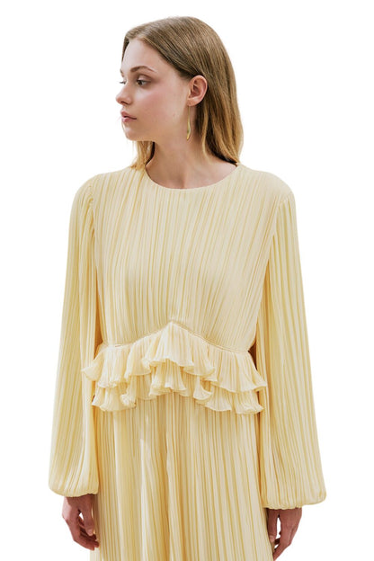 MILA Plissiertes Lagenkleid, Schwarz